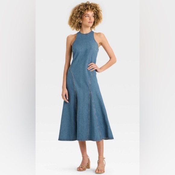 Future Collective Denim Halter Midi Dress - Picture 3 of 3